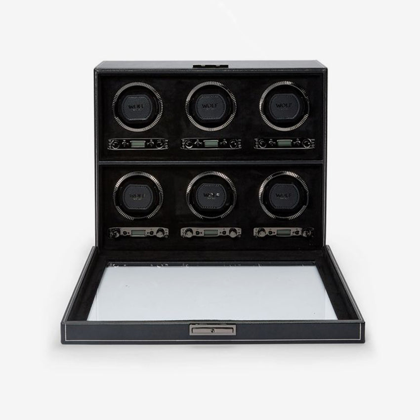 Wolf 1834 | British Racing 6 Piece Watch Winder - Black