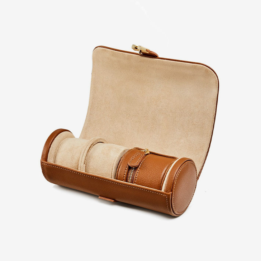 Wolf | Cassandra Jewelry Watch Roll - Cognac