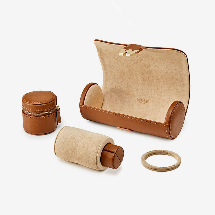 Wolf | Cassandra Jewelry Watch Roll - Cognac