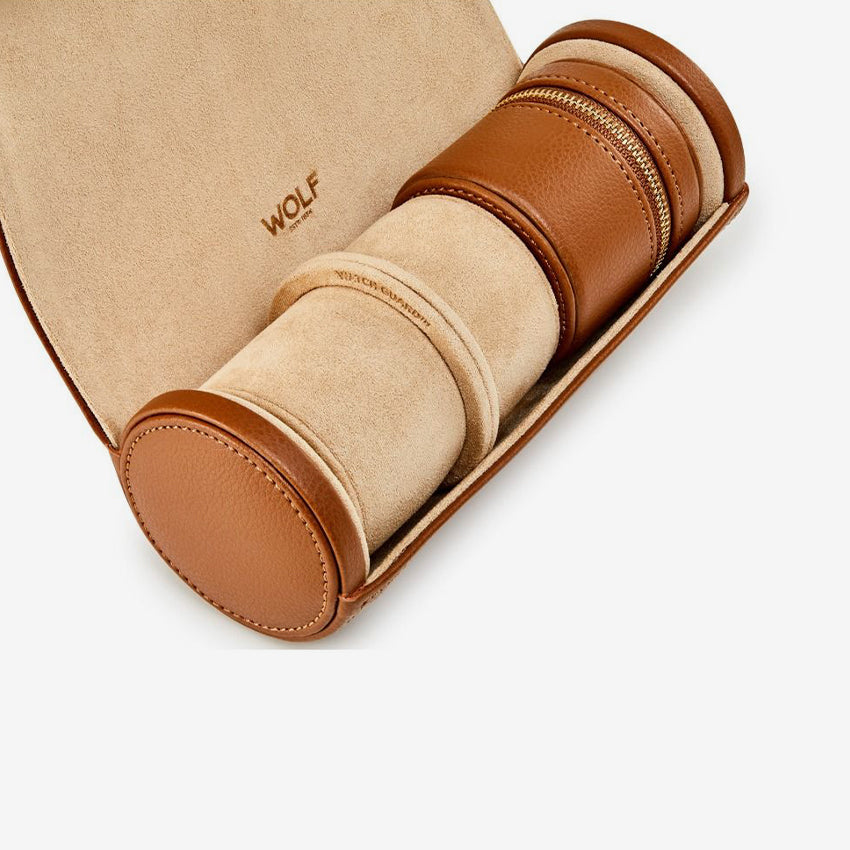 Wolf | Cassandra Jewelry Watch Roll - Cognac