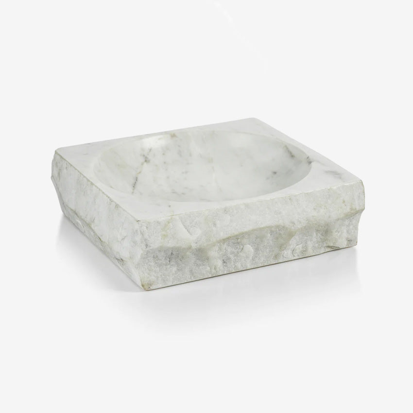 Zodax | Rock Finish White Marble Square Bowl