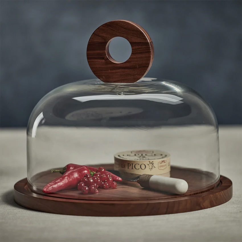 Zodax | Walnut Wood Cheese Board with Glass Cloche