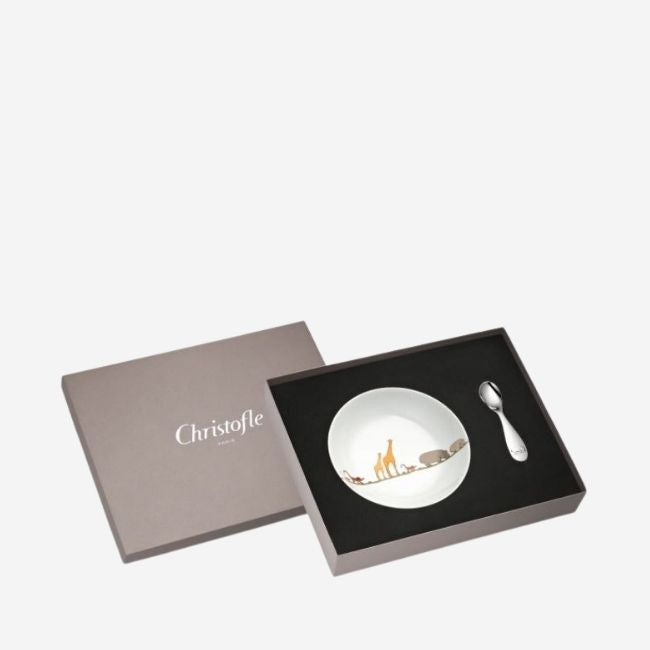 Maison Lipari CHRISTOFLE Savane Cereal Bowl & Spoon Set Silver-Plated Porcelain L: 13 cm  CHRISTOFLE.