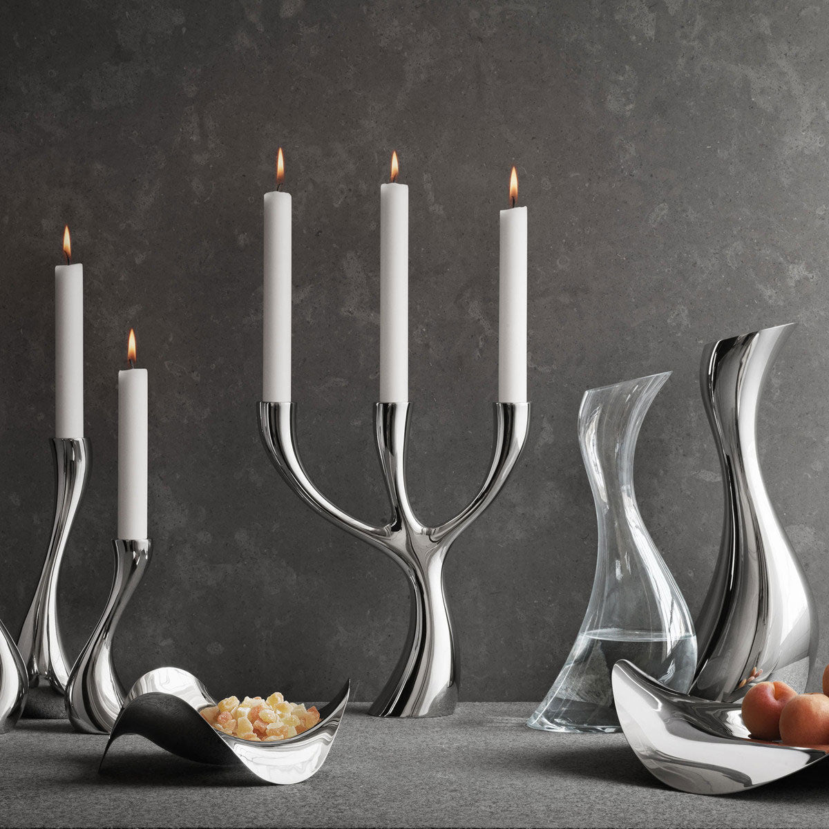 Maison Lipari Cobra Floor Candleholder Set of 3 - Silver  GEORG JENSEN.