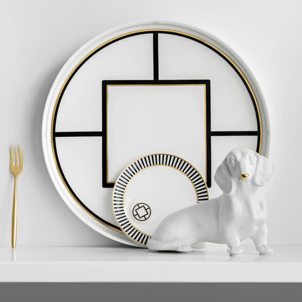 Maison Lipari MetroChic Round Decorative Tray - White & Gold  VILLEROY & BOCH.