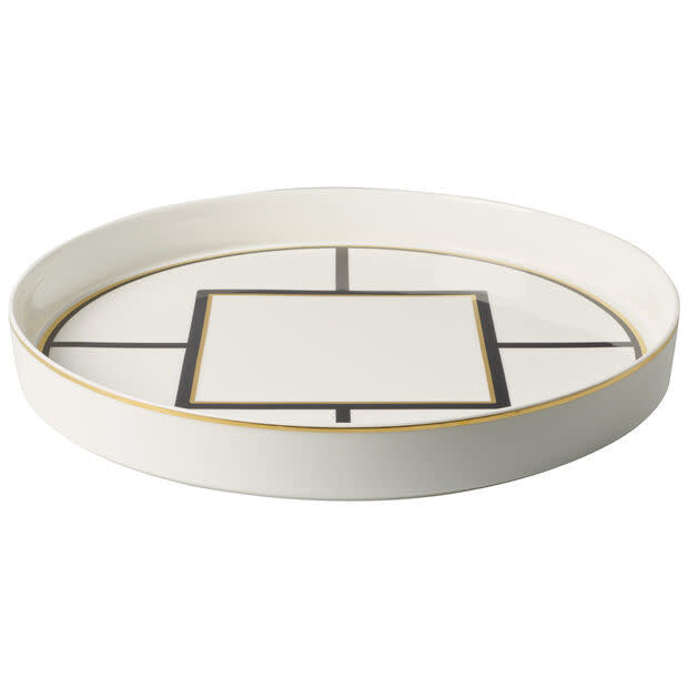 Maison Lipari MetroChic Round Decorative Tray - White & Gold  VILLEROY & BOCH.