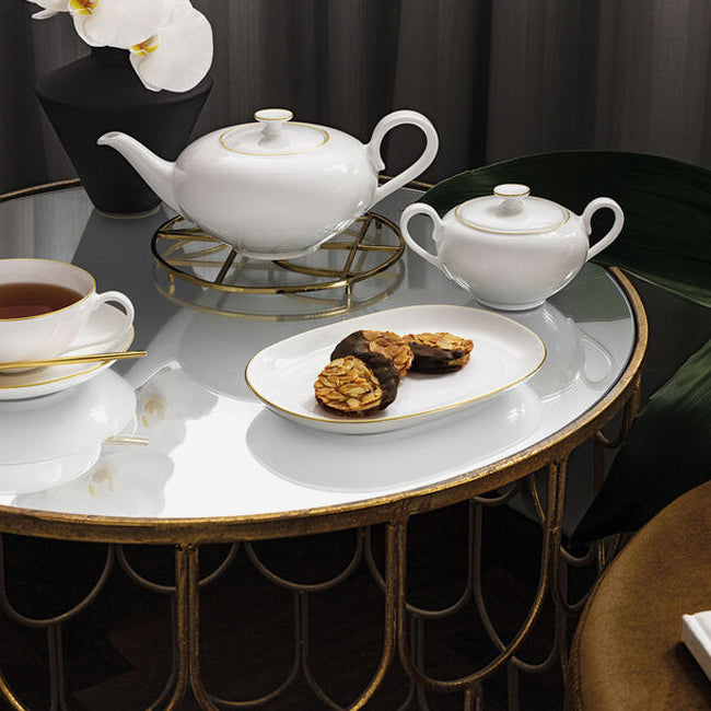 Maison Lipari Anmut Gold Pickle Dish / Gravy Stand 7.75in  VILLEROY & BOCH.