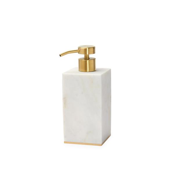 Maison Lipari Pietra Marble Soap Dispenser - White & Gold  SFERRA.