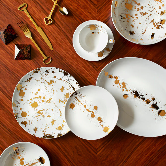 Maison Lipari 1948 Serving Bowl - White & Gold  JONATHAN ADLER.