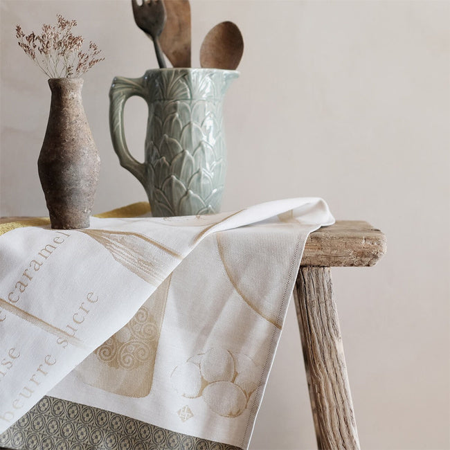 Maison Lipari Recettes Crêpes Tea Towel - Ecru  LE JACQUARD FRANCAIS.