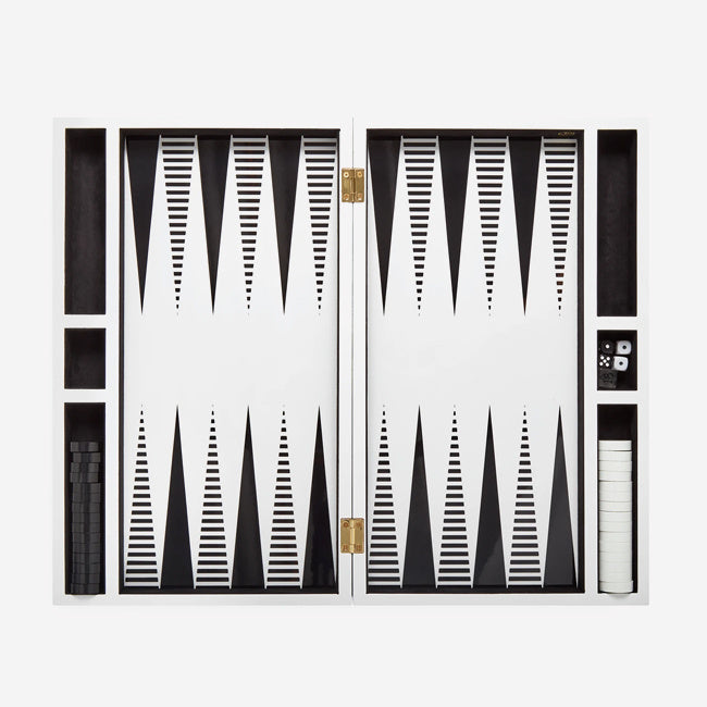 Maison Lipari Op Art Backgammon Set - Black/White  JONATHAN ADLER.