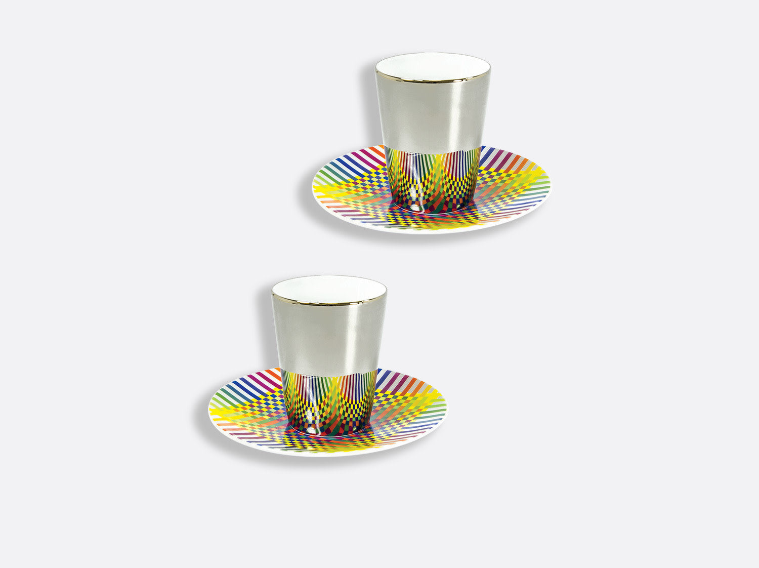 Maison Lipari Surface Coloree B29 Ad Cup Platinum & Saucer Color-Set/2  BERNARDAUD.