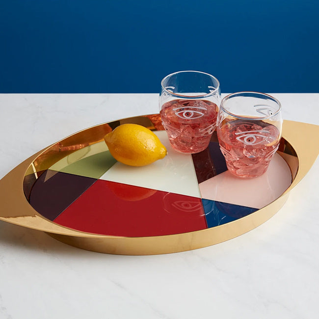 Maison Lipari JONATHAN ADLER Oculus Glassware Set of 4 (Clear) D: 3.4 in H: 3.7 in  JONATHAN ADLER.