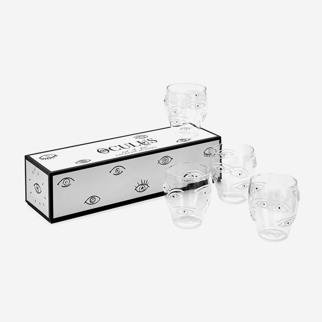 Maison Lipari JONATHAN ADLER Oculus Glassware Set of 4 (Clear) D: 3.4 in H: 3.7 in  JONATHAN ADLER.