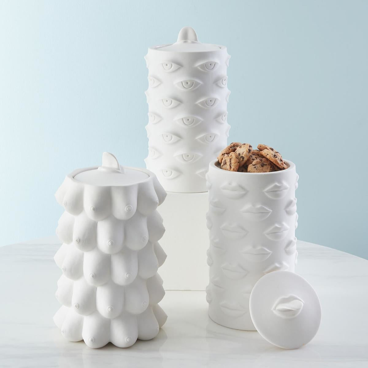 Maison Lipari Porcelain Gala Cookie Jar Canister - White  JONATHAN ADLER.