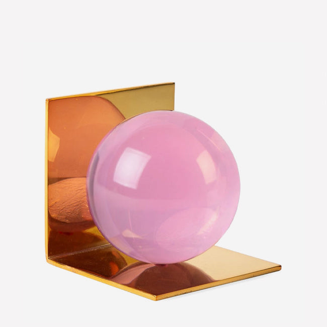 Maison Lipari Acrylic & Brass Globo Bookend Set - Pink  JONATHAN ADLER.