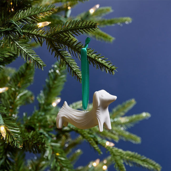Maison Lipari Dachshund Ornament - White  JONATHAN ADLER.