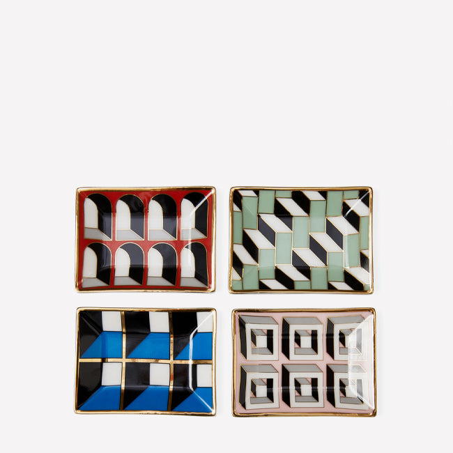 Maison Lipari Arcade Petite Trays Set Of 4 Multi  JONATHAN ADLER.