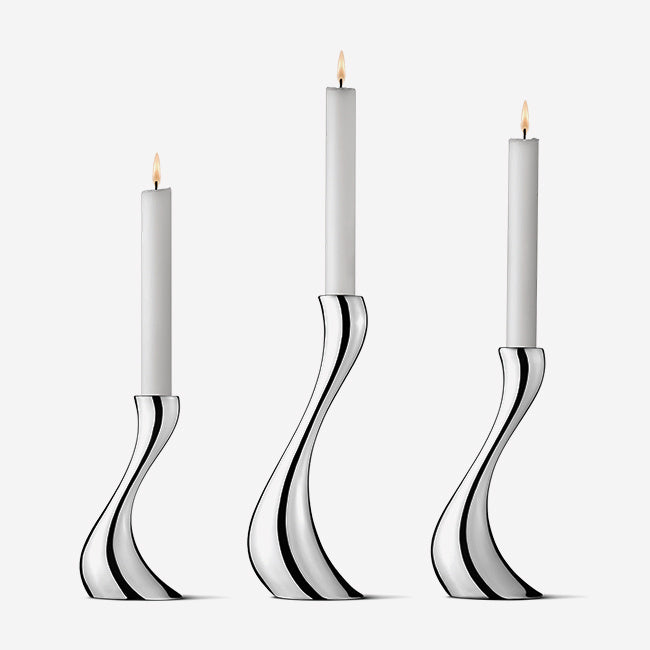 Maison Lipari Cobra 3pc. Candle Holder in Polished Stainless Steel  GEORG JENSEN.