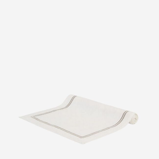 Maison Lipari FRETTE Hotel Classic Bathmat |White&Khaki Cotton| 54x87 cm  FRETTE.