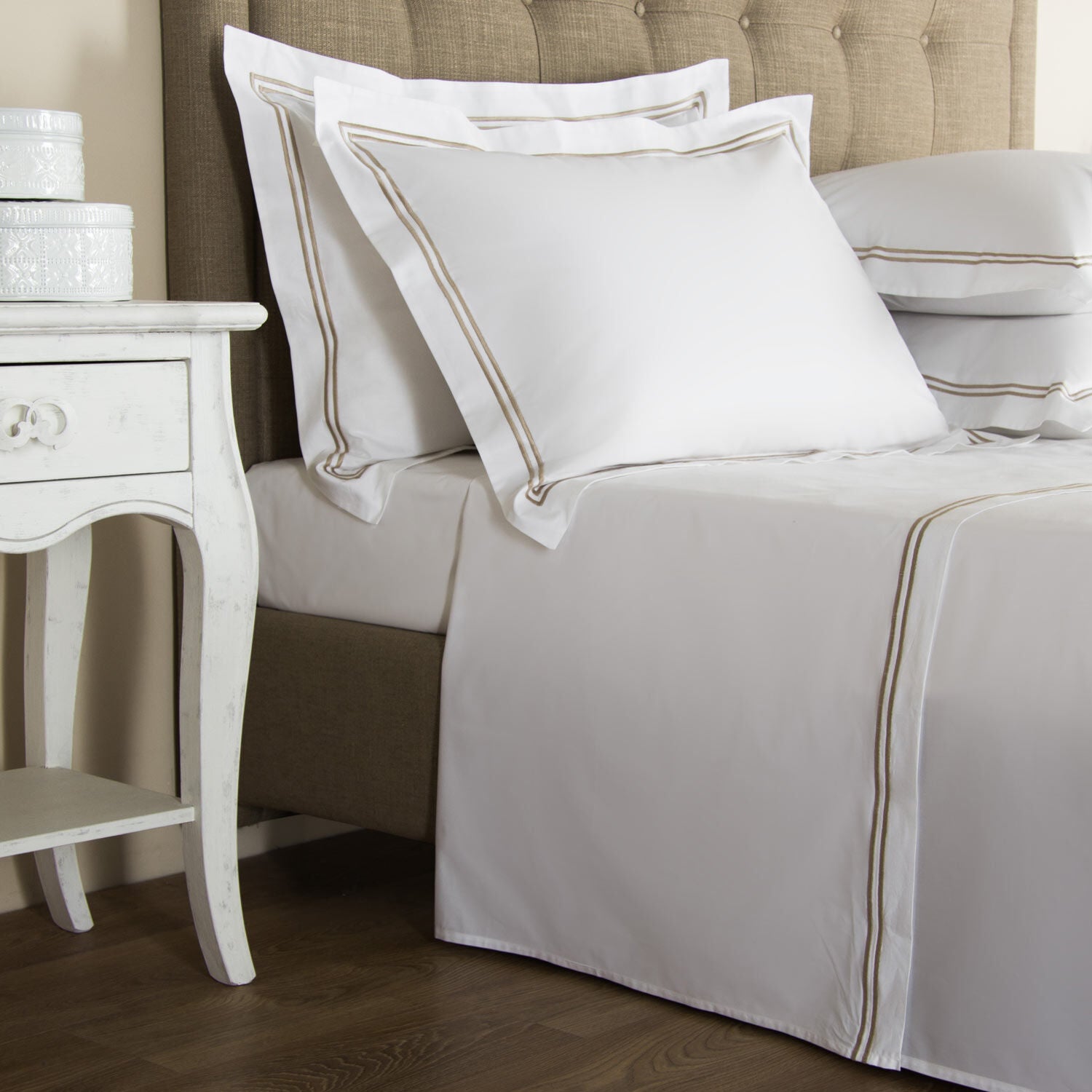 Frette | Hotel Classic Taie d'oreiller Standard - White&Khaki