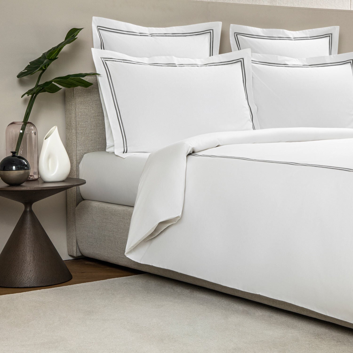 Frette | Hotel Classic King Housse de couette - Blanc&Gris