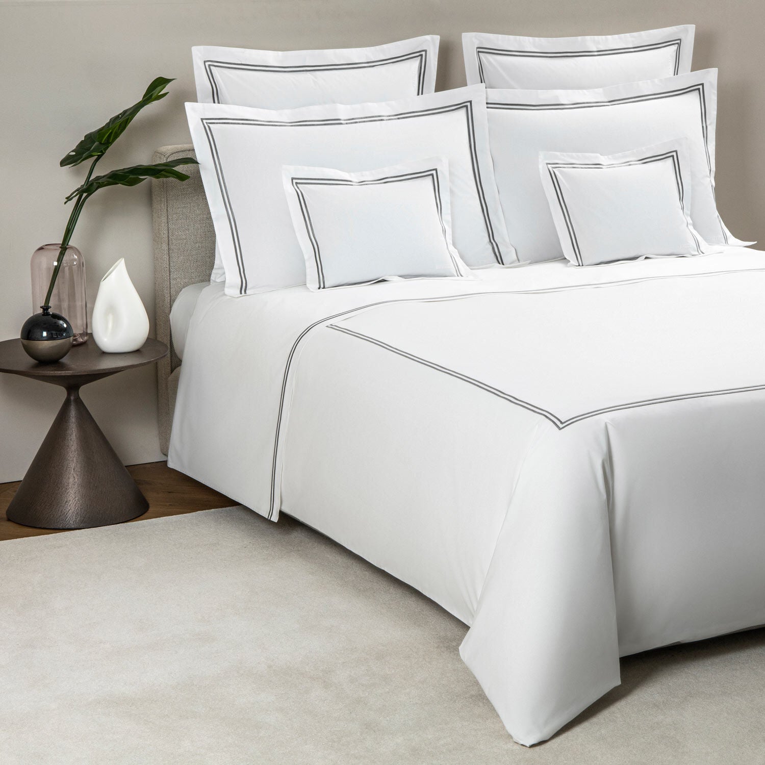 Frette | Hotel Classic King Housse de couette - Blanc&Gris