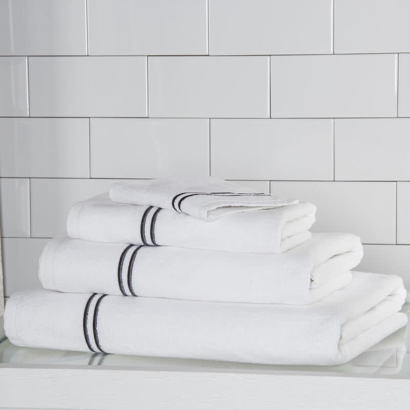 Maison Lipari Hotel Classic Wash Cloth White / Grey 12 X 12''  FRETTE.