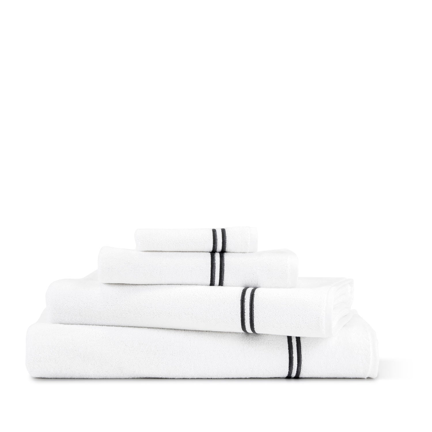 Maison Lipari Hotel Classic Bath Towel |White&Grey Cotton| 60x110 cm  FRETTE.