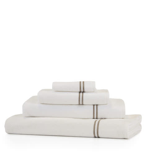 Maison Lipari Hotel Classic Bath Sheet |White&Khaki Cotton| 100x150 cm  FRETTE.