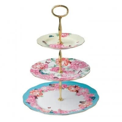 Maison Lipari ROYAL ALBERT Miranda Kerr Mixed Patterns Cake Stand Three-Tier (Devotion, Gratitude & Joy)  ROYAL ALBERT.