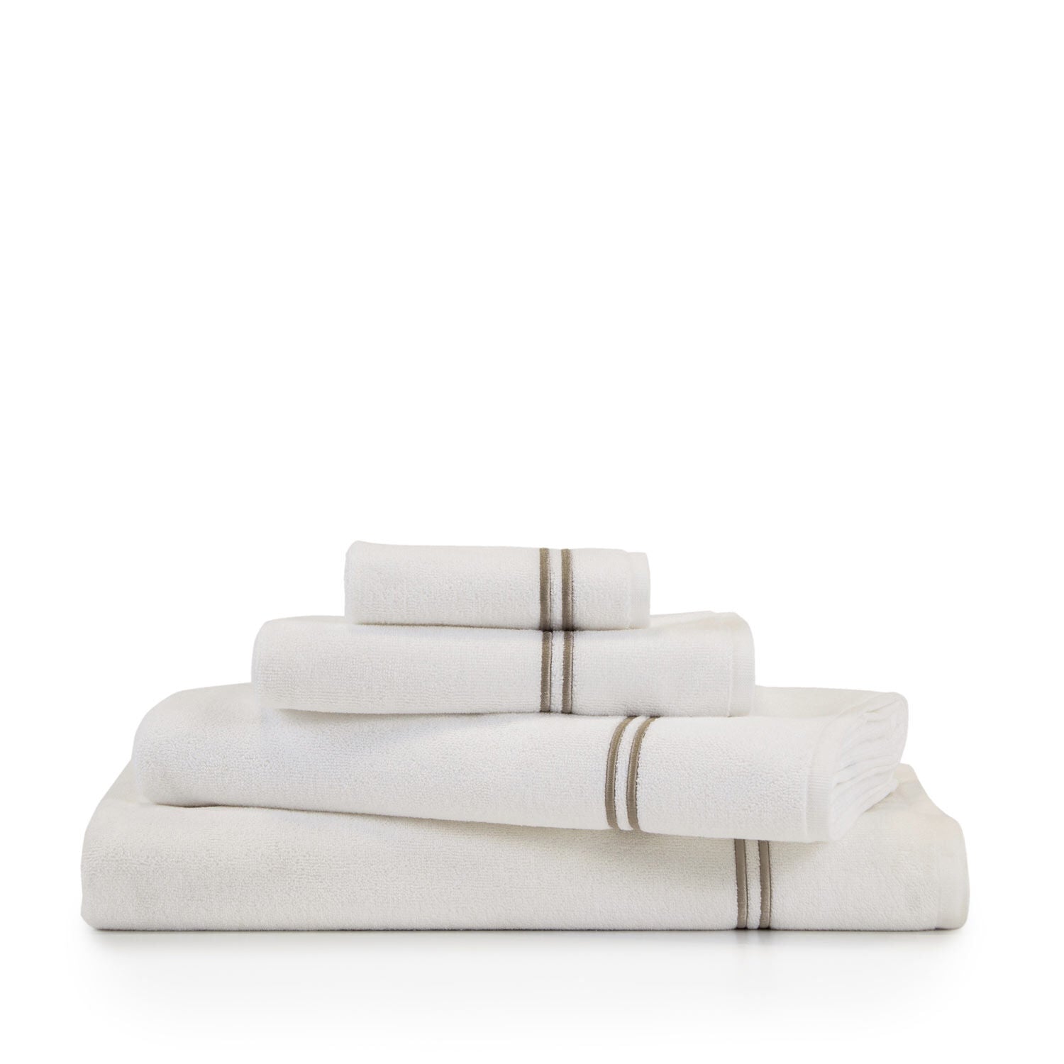Maison Lipari Hotel Classic Bath Towel |White&Khaki Cotton| 60x110 cm  FRETTE.