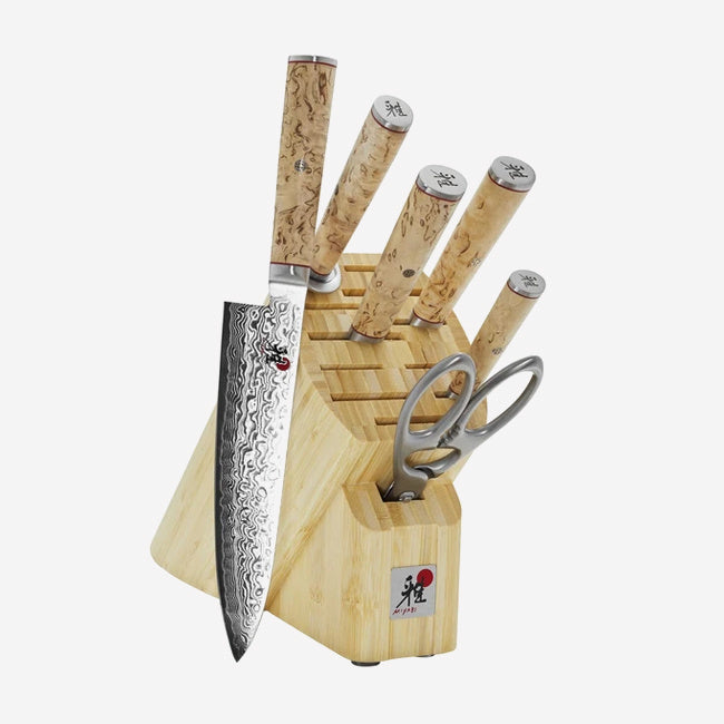 Maison Lipari Birchwood 5000 7Pc Block Knife Set  MIYABI.