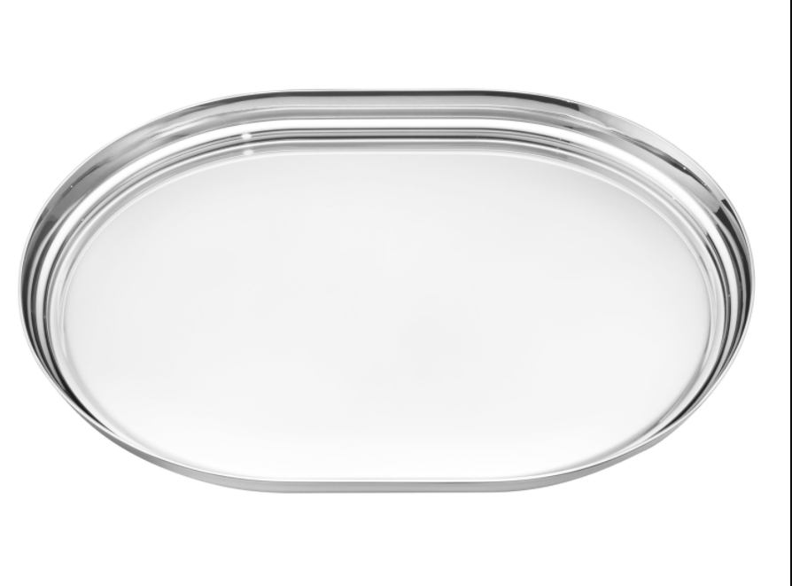 Maison Lipari GEORG JENSEN Manhattan Tray Stainless Steel Leather H: 1.1in W: 15.7in D: 11.8inches  GEORG JENSEN.