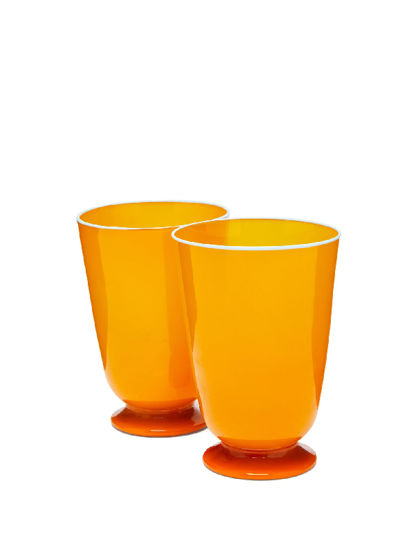 Maison Lipari LA DOUBLE J Glasses Set of 2 | Murano Glass | Orange | V: 25 cl  LA DOUBLE J.
