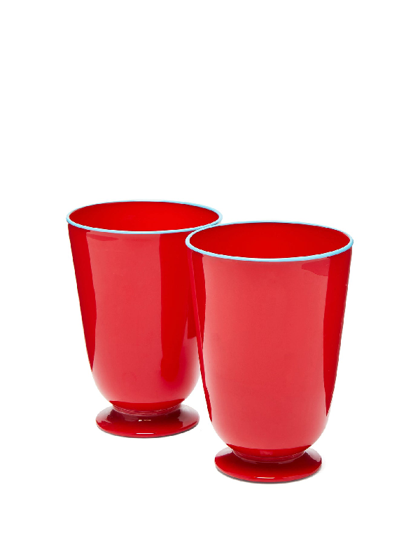 Maison Lipari LA DOUBLE J Glasses Set of 2 | Murano Glass | Red | V: 25 cl  LA DOUBLE J.