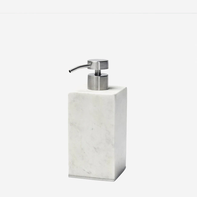 Maison Lipari Pietra Marble Soap Dispenser - White & Silver  SFERRA.