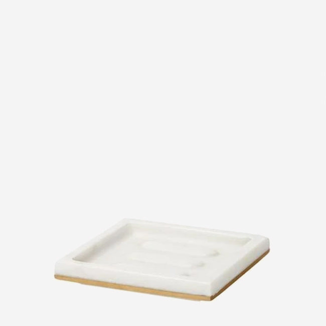 Maison Lipari Pietra Marble Soap Dish - White & Gold  SFERRA.