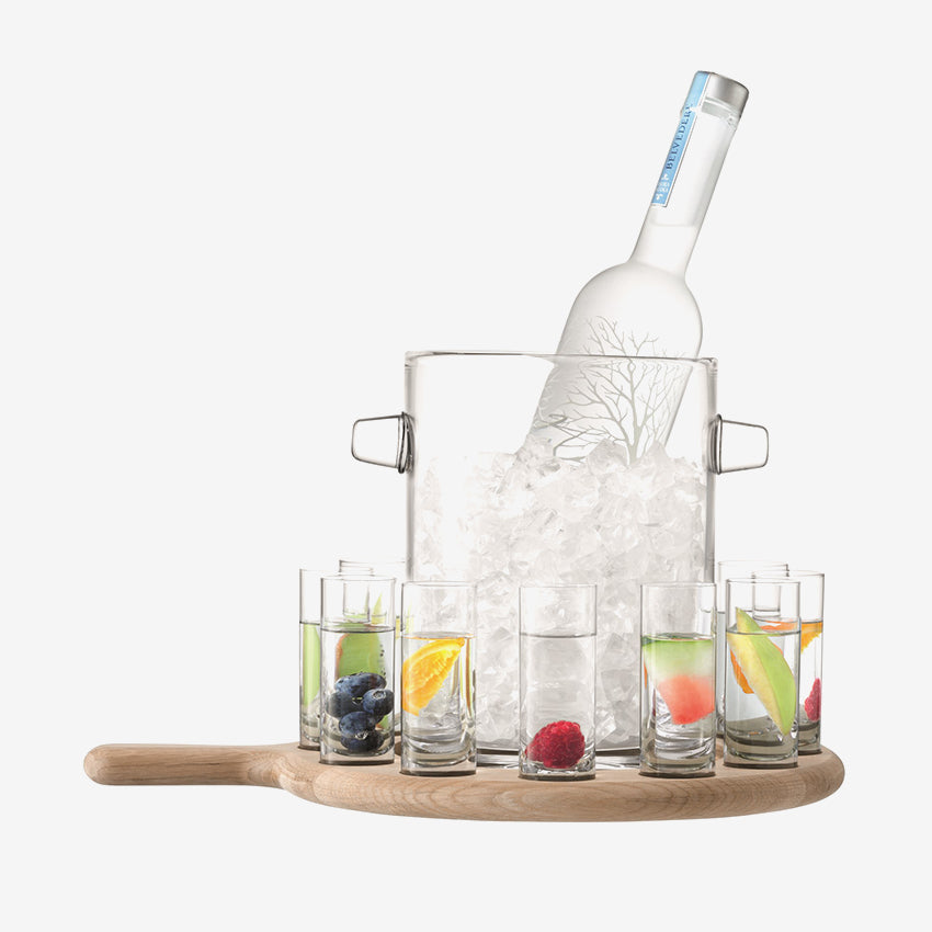 Lsa | Wood & Glass Paddle Vodka Serving Set