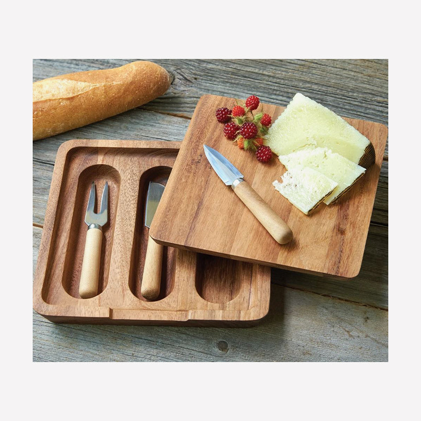 Fox Run | Plateau à fromage et ensemble de couteaux en bois de fer