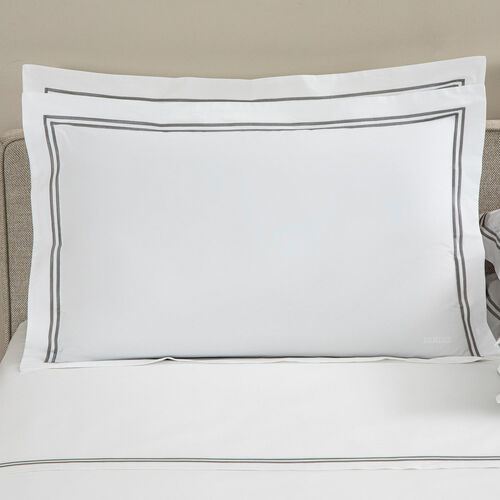 Maison Lipari Hotel Classic Standard Sham |White&Grey Cotton| 51x71 cm  FRETTE.