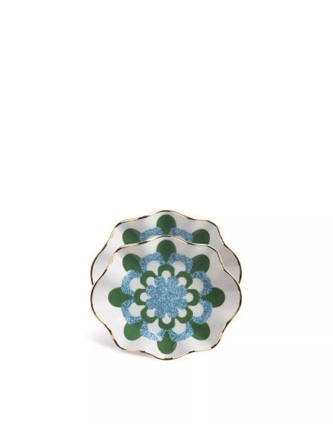 Maison Lipari LA DOUBLE J Bon Bon Dish Set of 2 | Porcelain | Mosaico Blu | 13.5cm x 16cm  LA DOUBLE J.