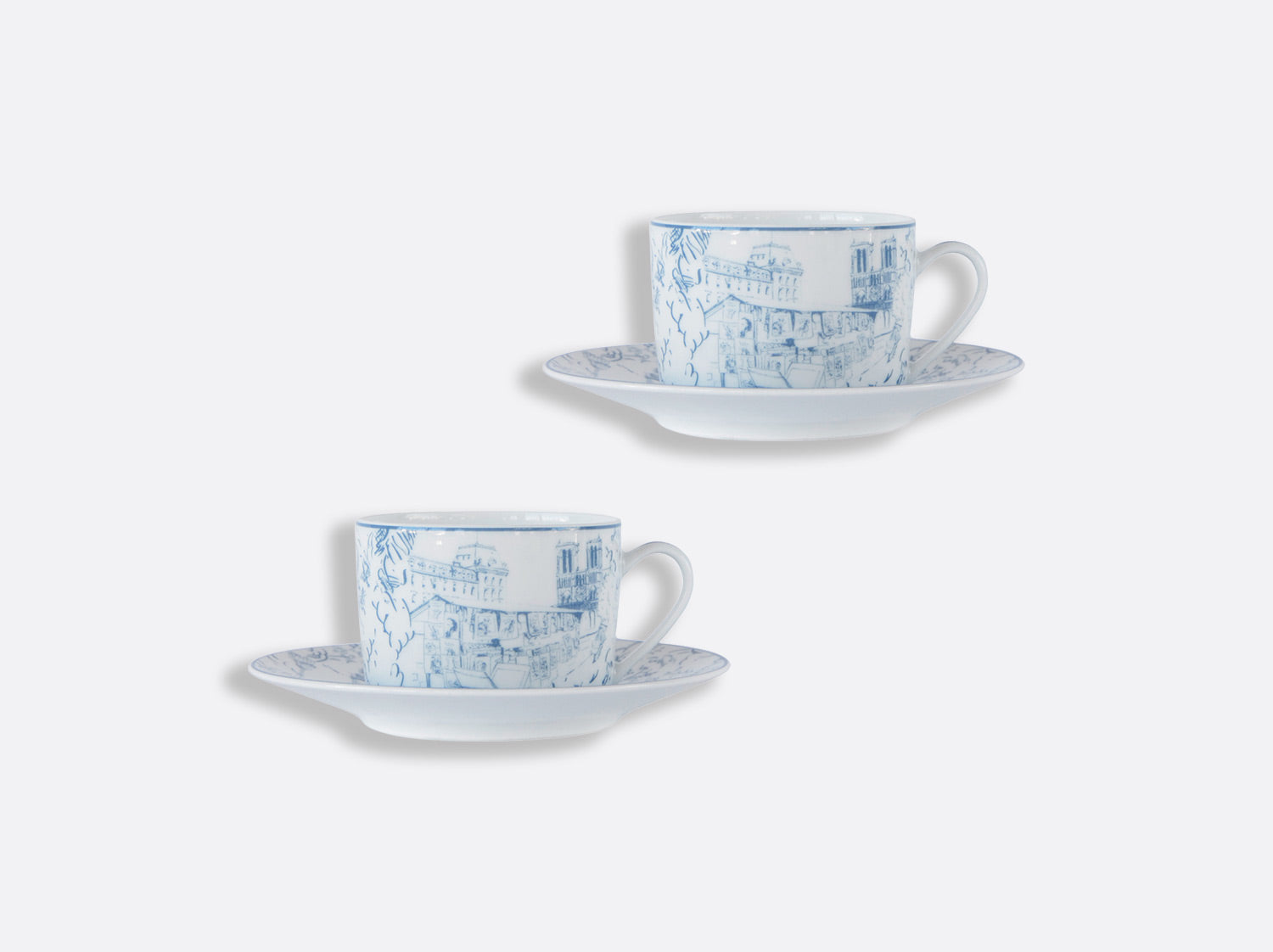 Maison Lipari Tout Paris Teacup & Saucer - Set of 2 - White & Blue  BERNARDAUD.