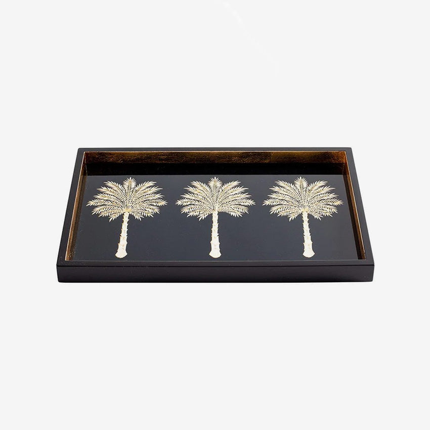 Caspari | Grand Palms Black Lacquer Bar Tray