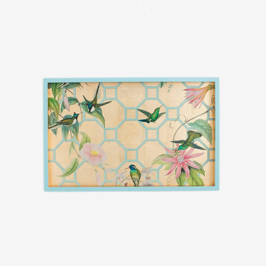 Caspari | Hummingbird Trellis Lacquer Vanity Tray