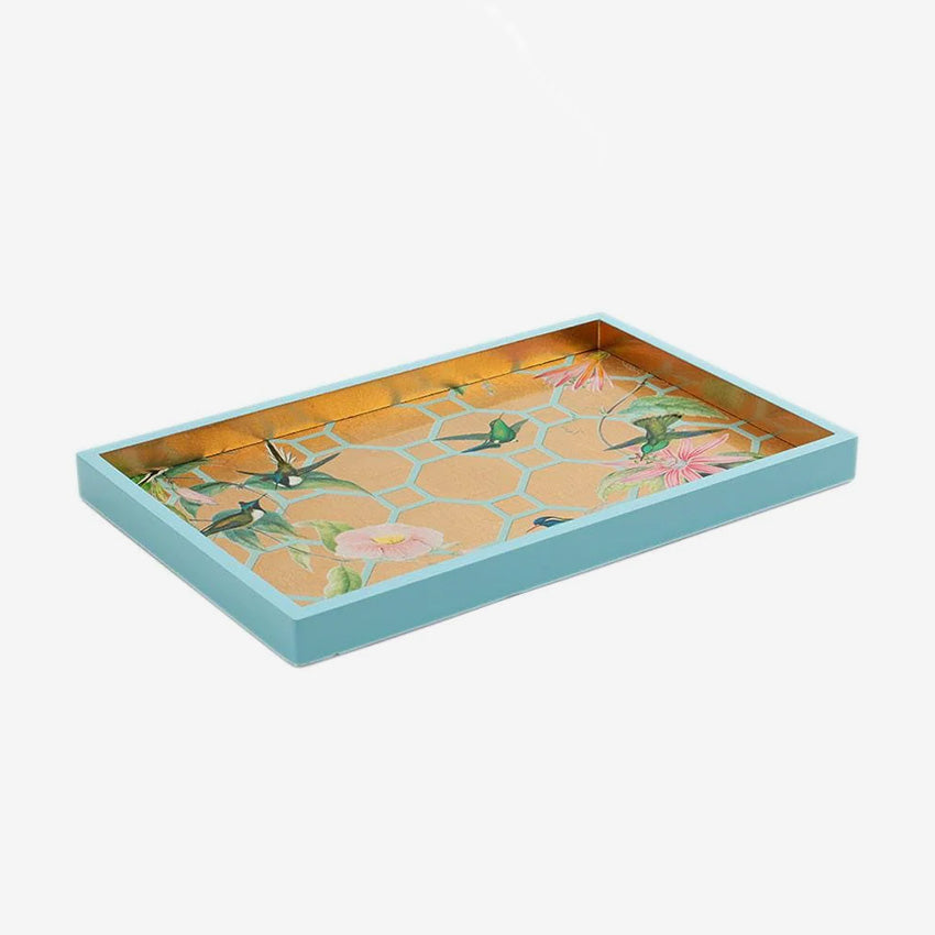 Caspari | Hummingbird Trellis Lacquer Vanity Tray