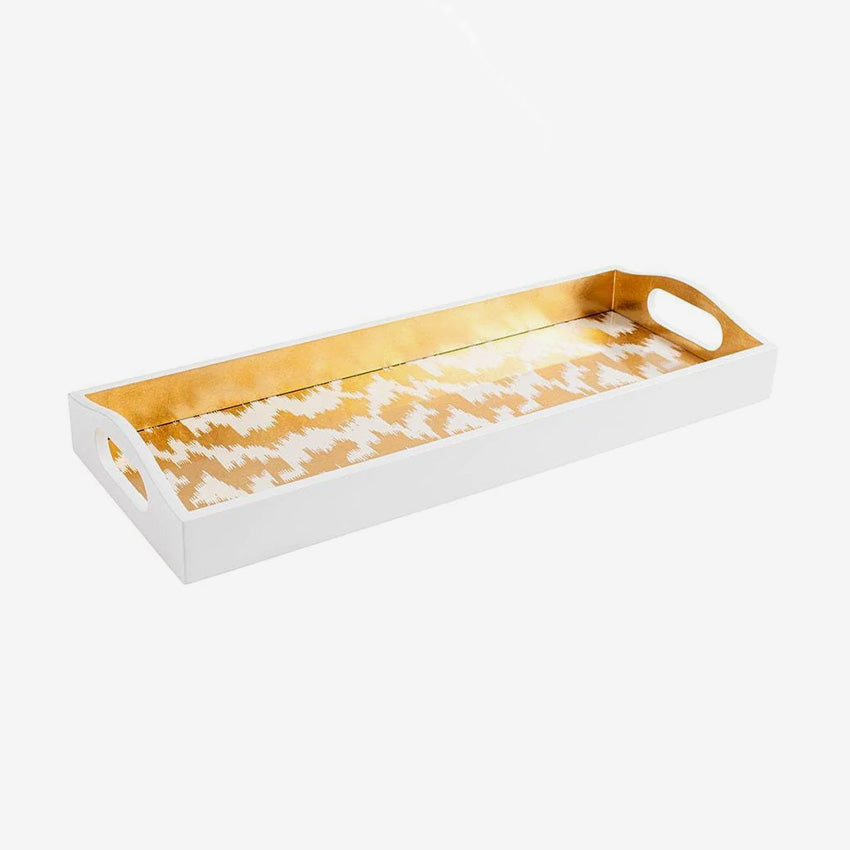 Caspari | Modern Moire Gold Lacquer Bar Tray