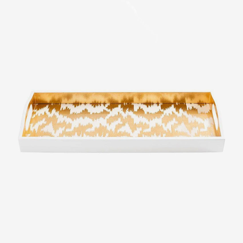 Caspari | Modern Moire Gold Lacquer Bar Tray