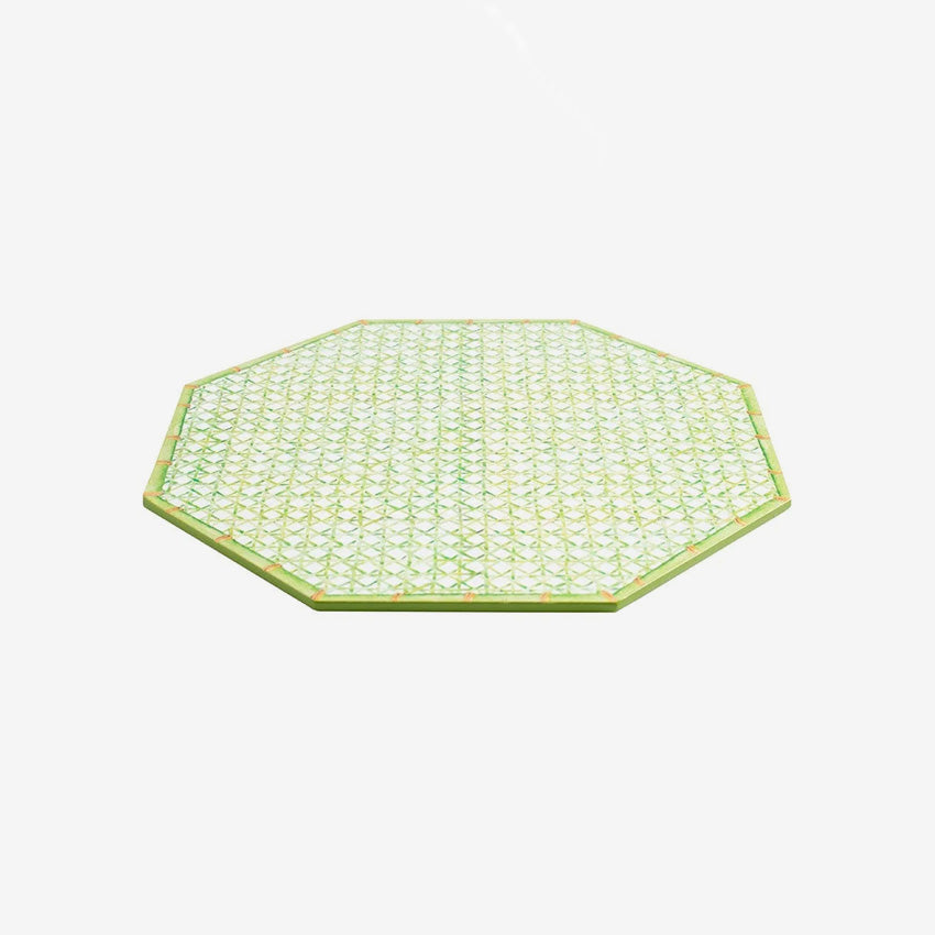 Caspari | Set de Table Octogonal Laqué Vert Trellis