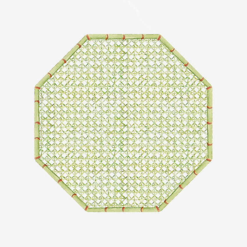 Caspari | Set de Table Octogonal Laqué Vert Trellis